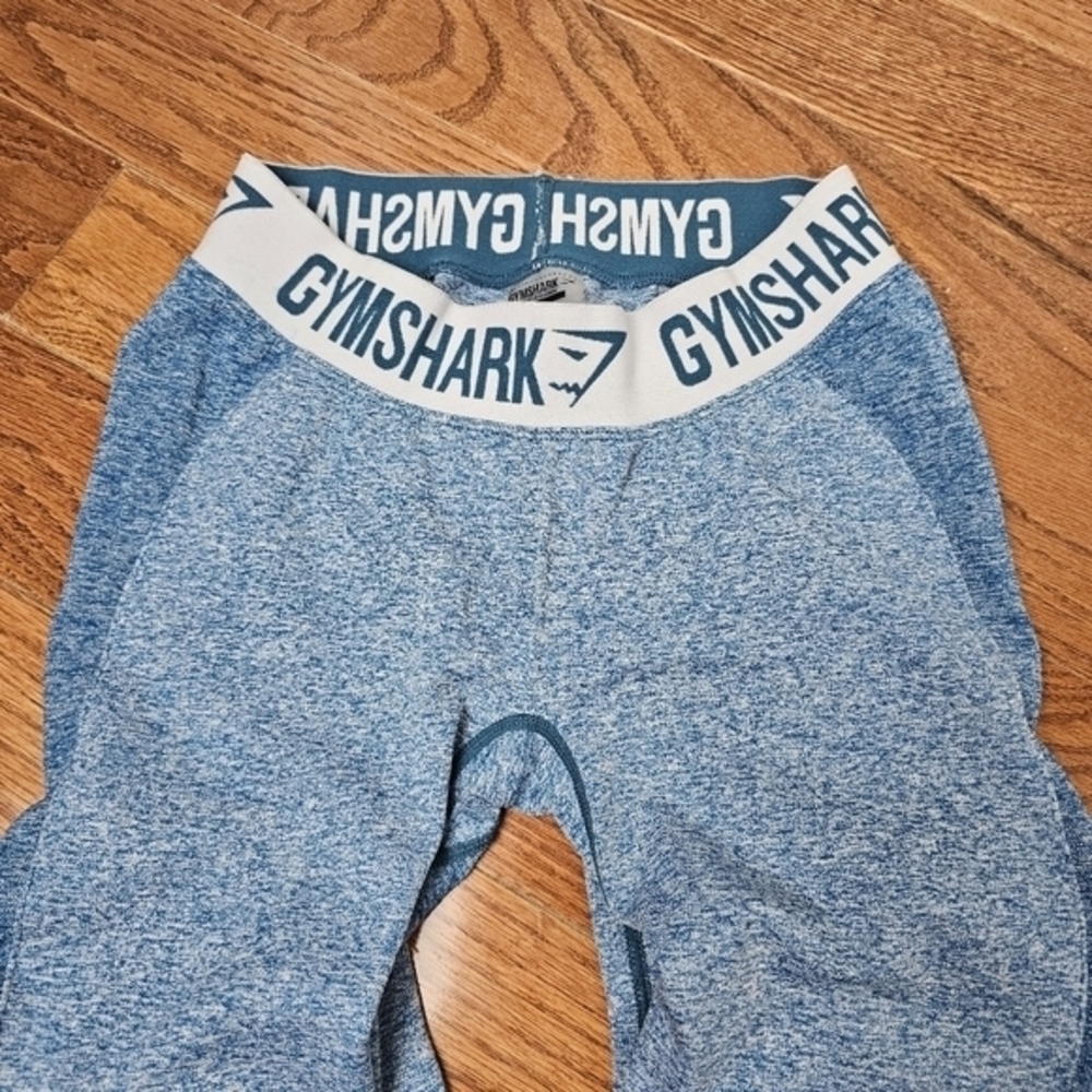 Gym Shark Leggings Small Teal‎ & White Athletic Cheer Running Sports Workout